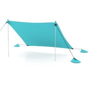 Tenda de praia com proteção solar, 4 sacos de areia e fator de proteção UPF 50+ - Verde