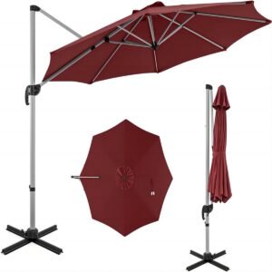 Guarda-sol de pátio externo de 325 cm com rotação de 360° - Vermelho