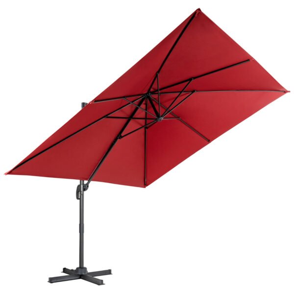 Guarda-sol com 3 ajustes de inclinação para jardins, terraços e cafés, 300 x 300 x 273 cm, vermelho vinho