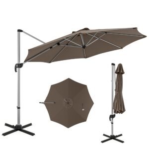 Guarda-sol de pátio externo de 325 cm com rotação de 360° - Marrom