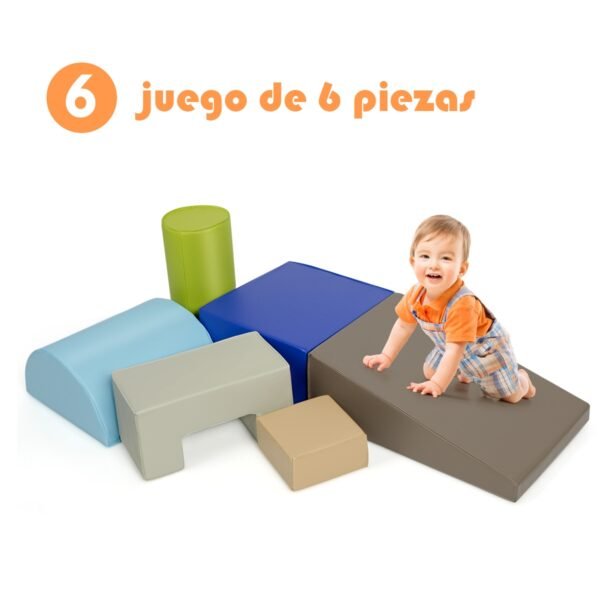 Conjunto de 6 blocos de espuma cinza para crianças engatinharem e escalarem.
