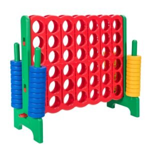 Jogo Gigante Connect 4 em Linha com 42 Anéis Jumbo para Jardim e Praia - Verde