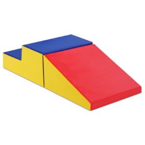 Conjunto de 2 peças de espuma macia para crianças pequenas, escorregador e brinquedo de atividade para escalada, branco