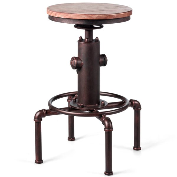 Banqueta de bar com altura ajustável, banqueta bistrô com altura ajustável, 44 x 44 x 59,5 - 75 cm, natural + bronze