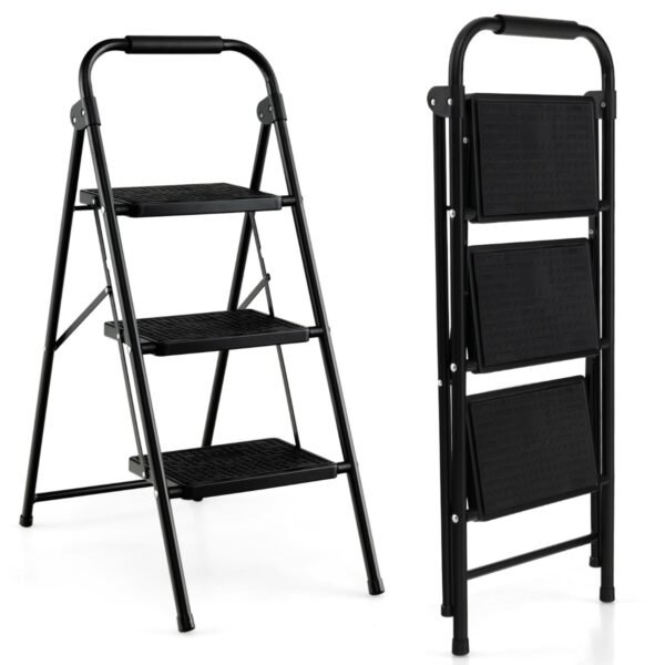 Escada de 3 degraus com pedal largo antiderrapante para uso doméstico/escritório/jardim