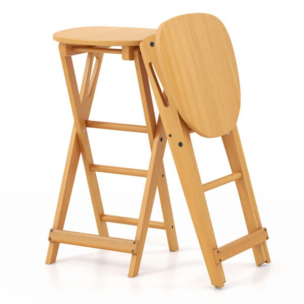 Conjunto de 2 banquetas dobráveis ​​de bambu - Cor natural