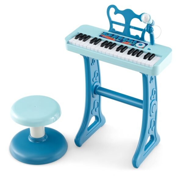 Teclado de Piano Infantil com 37 Teclas e Microfone para Crianças a partir de 3 Anos - Azul