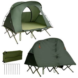 Tenda de acampamento dobrável para 2 pessoas com capa externa à prova d'água - cinza