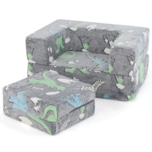 Sofá de brincar para crianças com capa lavável à máquina e enchimento de espuma de alta densidade - Arco-íris