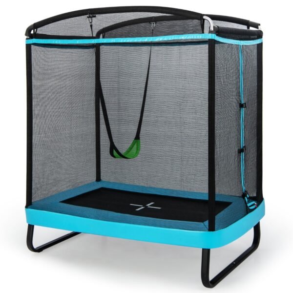 Cama elástica infantil de 1,80 m com balanço e rede de segurança - Azul