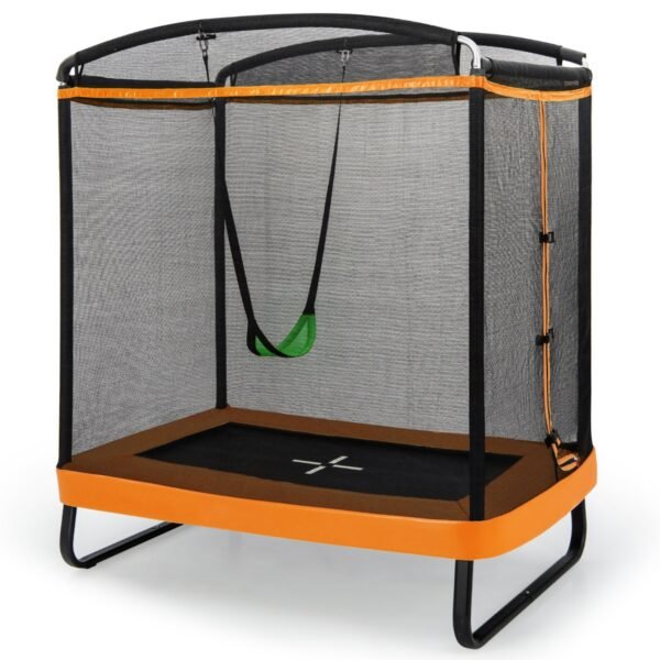 Cama elástica infantil de 1,80 m com balanço e rede de segurança - Laranja