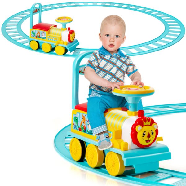Trem elétrico infantil com trilhos