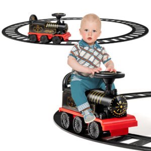 Trem elétrico infantil com trilhos