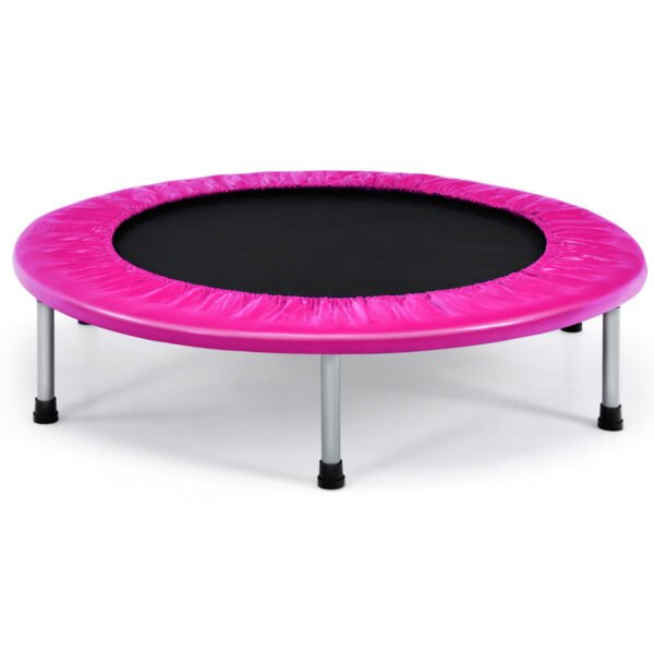 Mini trampolim dobrável de 38 polegadas, portátil, para lazer e exercícios - Rosa
