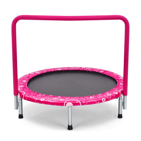 Cama elástica dobrável infantil com alça para uso interno e externo - Rosa