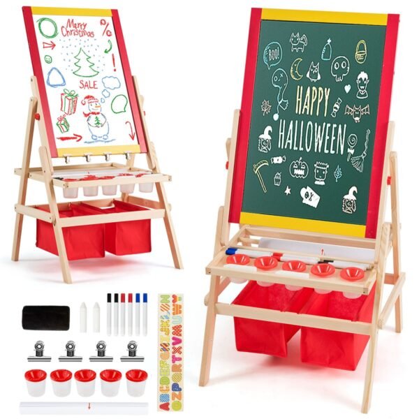 Cavalete infantil 3 em 1 com quadro-negro de dupla face para crianças pequenas