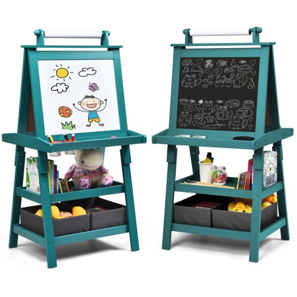 Cavalete infantil de dupla face com quadro branco e quadro negro