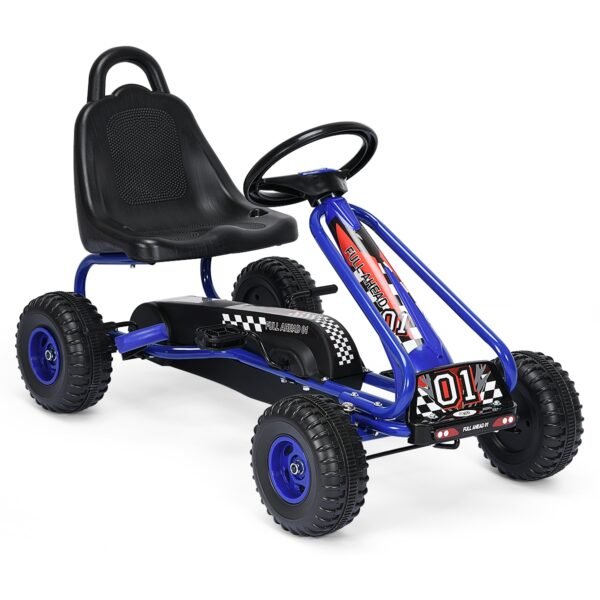 Carrinho elétrico infantil de 4 rodas com pedal e assento ajustável - Azul