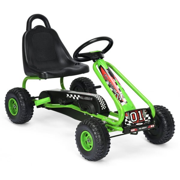 Carrinho elétrico infantil de 4 rodas com pedal e assento ajustável - Verde