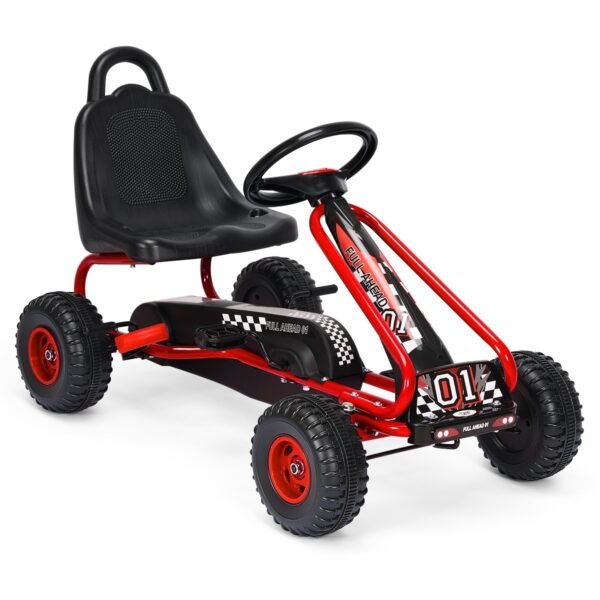 Carrinho elétrico infantil de 4 rodas com pedal e assento ajustável - Vermelho