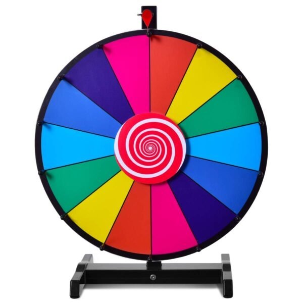 Roda da sorte giratória de mesa de 45 cm com base de metal maciço para festas.