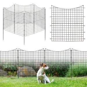 Cerca decorativa para jardim com 5 painéis e 5 estacas - Preta