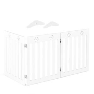 Portão de segurança com 4 painéis, portão de segurança para cães, portão de escada dobrável 203 x 60 x 1,5 cm marrom