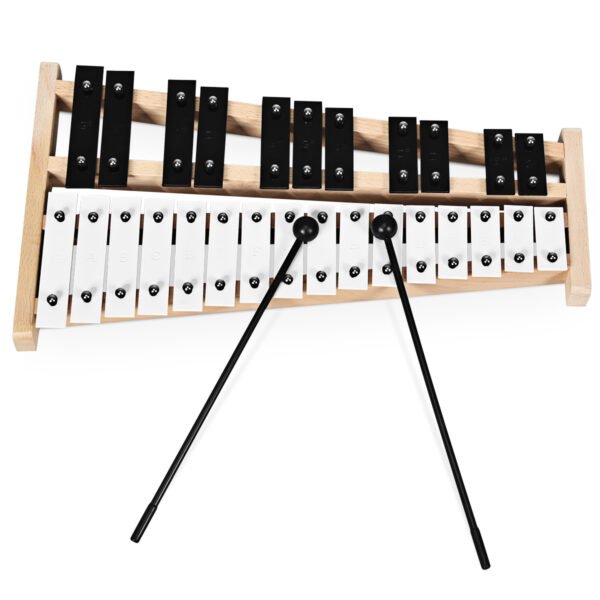 Xilofone Glockenspiel de 27 notas com base de madeira para crianças