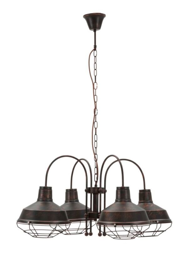 LUSTRE BRONKS 4 LUZES CM 80x80x40 (corrente 80 cm)