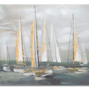 PINTURA EM TELA BARCO DOURADO 100X2,8X80 CM