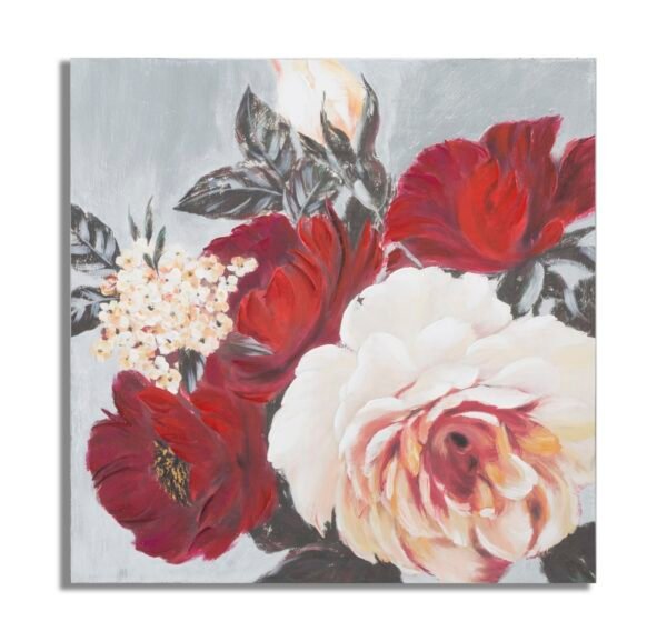 PINTURA SOBRE TELA FLOR VERMELHA QUADRADO 90X3,7X90 CM