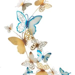 PAINEL DE PAREDE BORBOLETAS OURO/AZUL CLARO C 59,5X4X111,5 CM