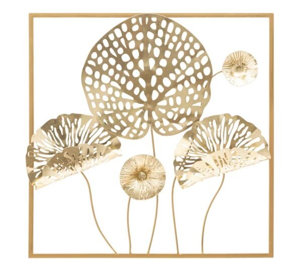PAINEL FERRO FLORES DOURADA 50X5X50 CM
