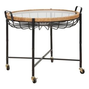 MESA CEBU COM VIDRO E RODAS 70,5X65X57 CM