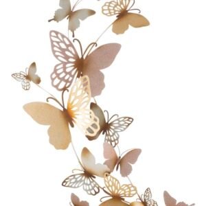 PAINEL DE PAREDE BORBOLETAS OURO/ROSA C 59,5X4X111,5 CM