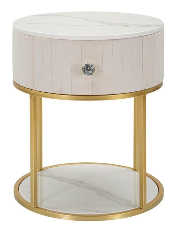 MESA DE CABECEIRA MONTPELLIER CREME CM Ø 42X48