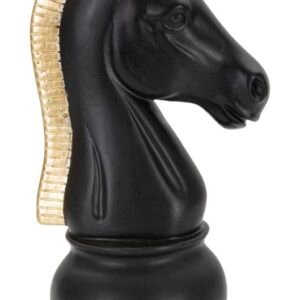 CAVALO PRETO E DOURADO 10,5X8,5X19 CM