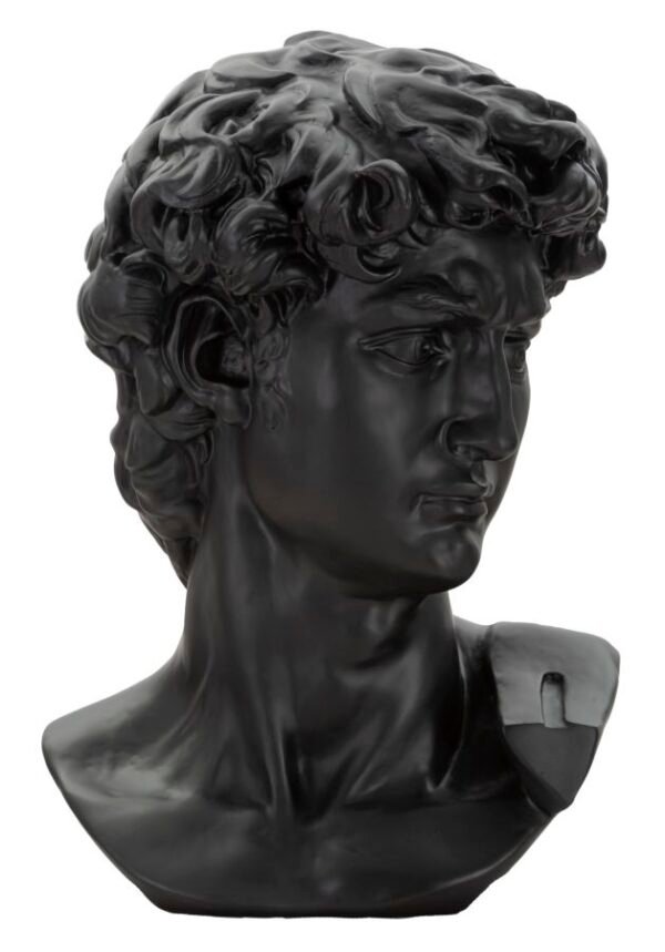 ESCULTURA CABEÇA ANTIGA PRETA 44X35.5X60 CM