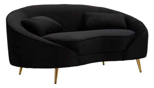 SOFÁ OSLO 2 LUGARES COM ALMOFADAS PRETAS CM 148X84X68