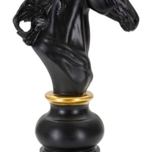 CAVALO PRETO E DOURADO 14X11X27 CM