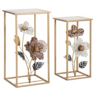 PAR DE MESAS DE FLORES CM 36X36X70-30X30X60