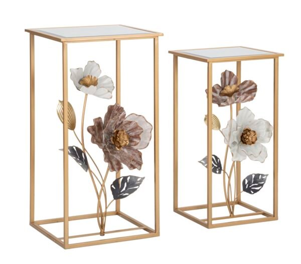 PAR DE MESAS DE FLORES CM 36X36X70-30X30X60