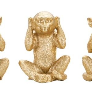 MACACO NÃO CONSIGO VER/NÃO CONSIGO OUVIR/NÃO CONSIGO FALAR CONJUNTO 3 PCS CM 13X14X19,5