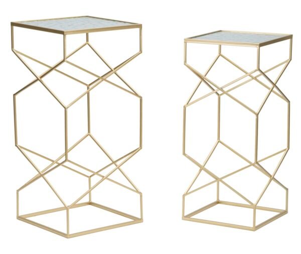 PAR DE MESAS DE VIDRO CM 31,5X31,5X68-28X28X64