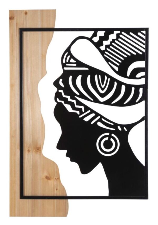 PAINEL DE PAREDE TRIBAL FERRO E MADEIRA 53X2X80 CM