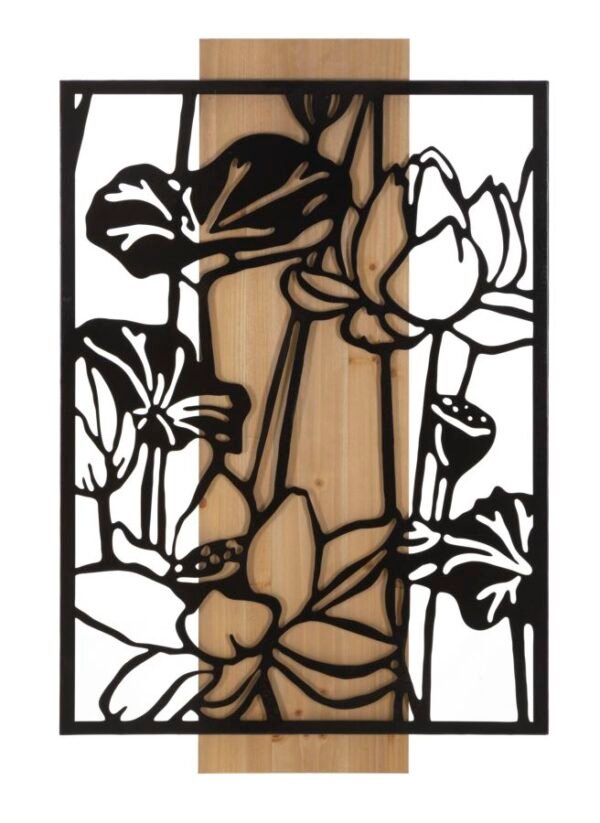 PAINEL DE PAREDE FERRO E MADEIRA LOTUS 60X2X90 CM