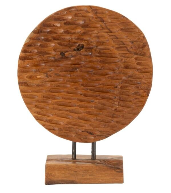 ESCULTURA DE MOEDAS EM TECA RECICLADA CM 30X15,5X40 (PEÇAS ÚNICAS - NÃO SUBSTITUÍDAS EM SÉRIE)