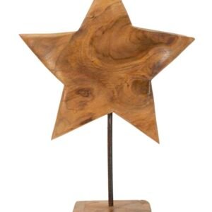 ESCULTURA DE ESTRELA EM TECA RECICLADA 28X12X42 CM (PEÇAS ÚNICAS - NÃO SUBSTITUÍDAS EM SÉRIE)