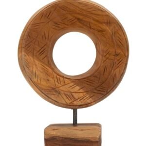 ESCULTURA DE TECA DOURADA GRAVADA. CM 20X10X28 (PEÇAS ÚNICAS - NÃO SUBSTITUÍDAS EM SÉRIE)