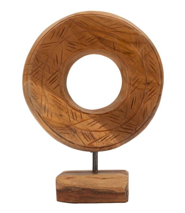 ESCULTURA DE TECA DOURADA GRAVADA. CM 20X10X28 (PEÇAS ÚNICAS - NÃO SUBSTITUÍDAS EM SÉRIE)